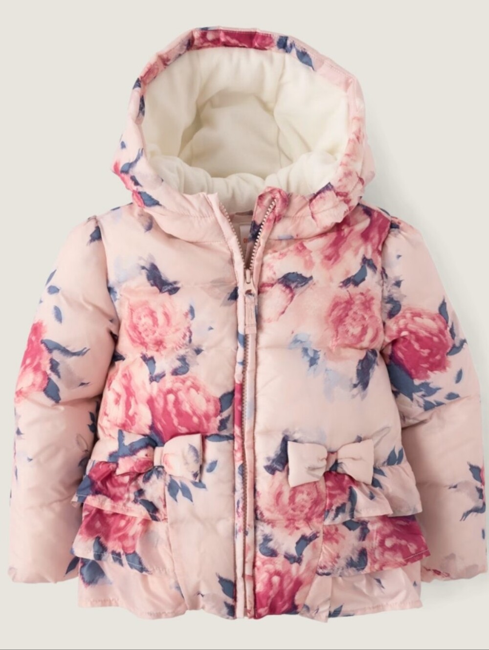 NWT Gymboree Girl's Pink Floral Hooded Puffer Jacket, Size 4T